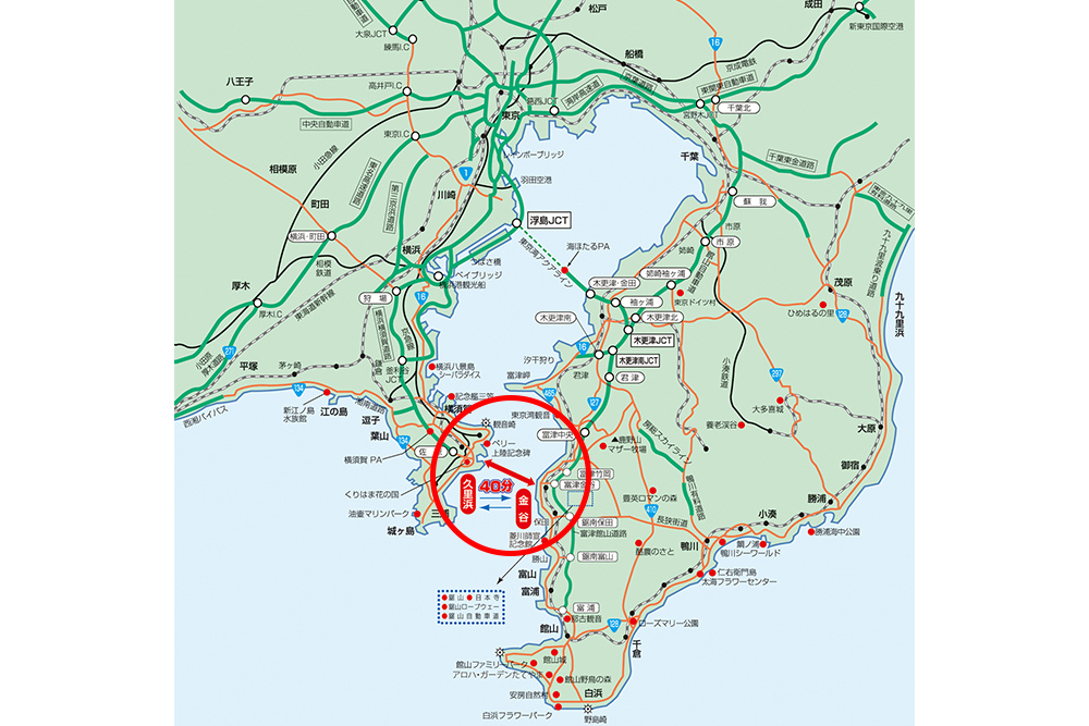東京湾フェリーの航路地図